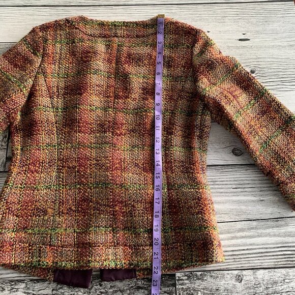 Coldwater Creek Tweed Boucle Cropped One Button Collarless Blazer - Picture 11 of 12